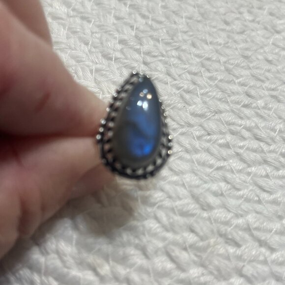 Beautiful BLUE LABRADORITE Handmade Sterling 925 Ring Size 6 #383D - Picture 2 of 3